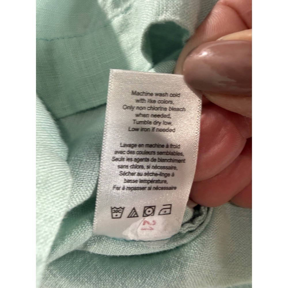 Coldwater Creek Womens XL Mint Green 100% Linen Short Sleeve Button Up Shirt - Picture 5 of 7
